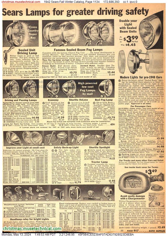 1942 Sears Fall Winter Catalog, Page 1134
