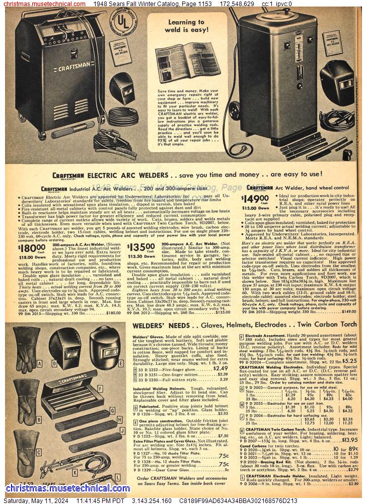 1948 Sears Fall Winter Catalog, Page 1153