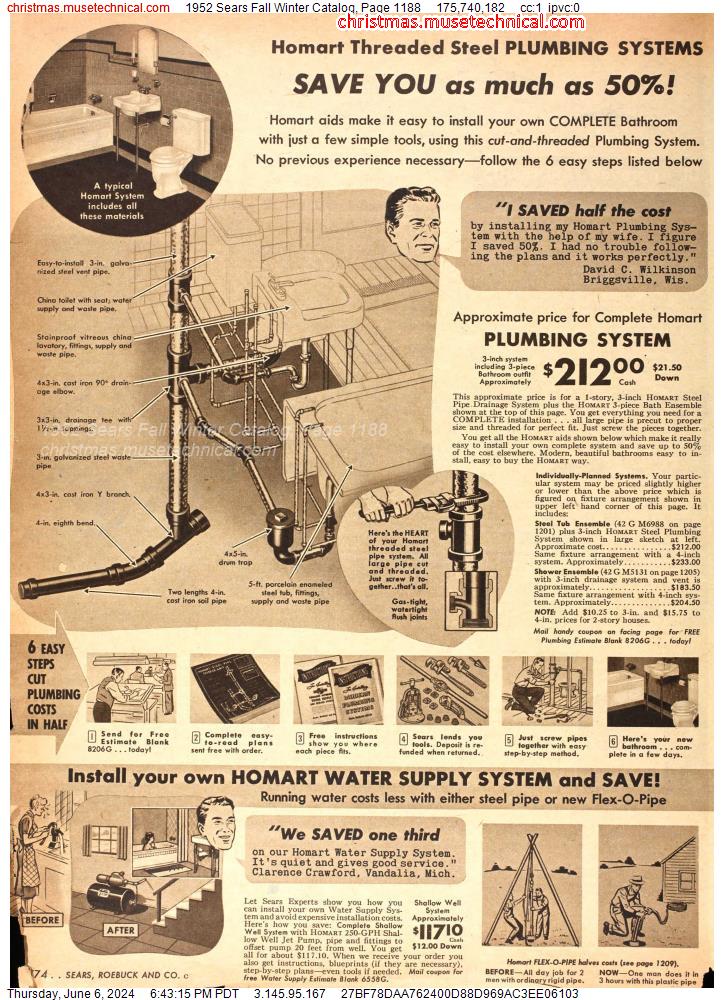 1952 Sears Fall Winter Catalog, Page 1188