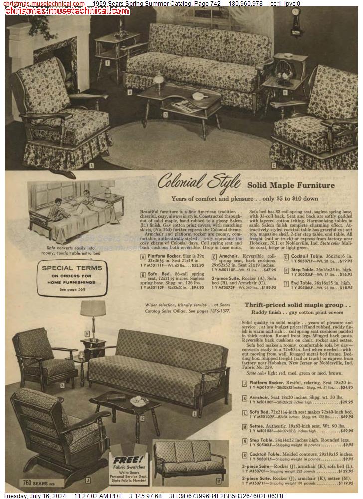 1959 Sears Spring Summer Catalog, Page 742