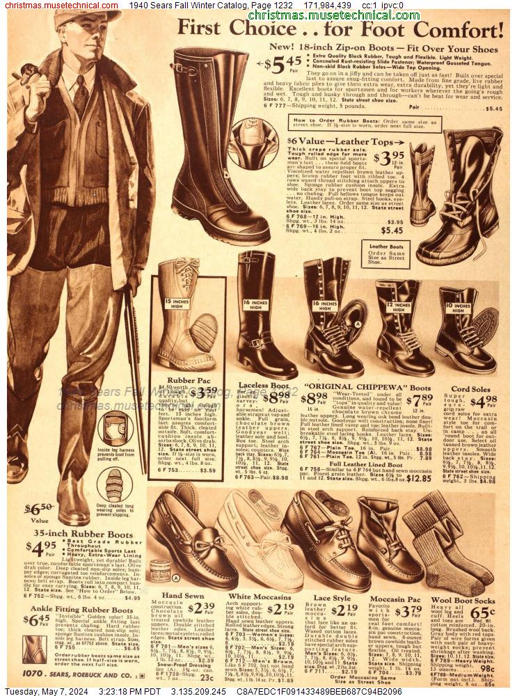1940 Sears Fall Winter Catalog, Page 1232
