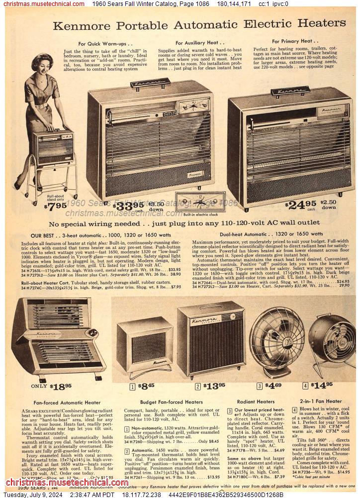 1960 Sears Fall Winter Catalog, Page 1086