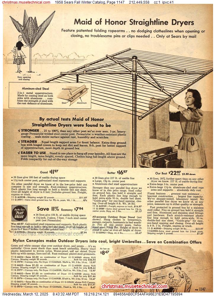 1958 Sears Fall Winter Catalog, Page 1147