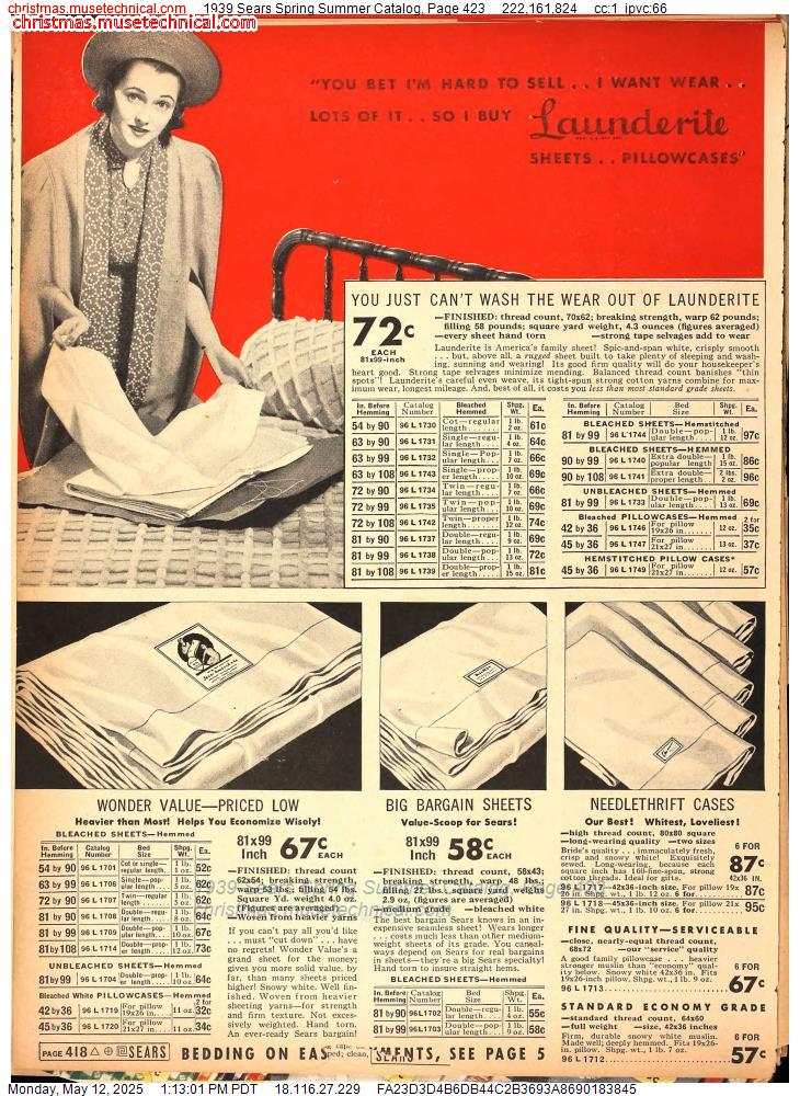 1939 Sears Spring Summer Catalog, Page 423