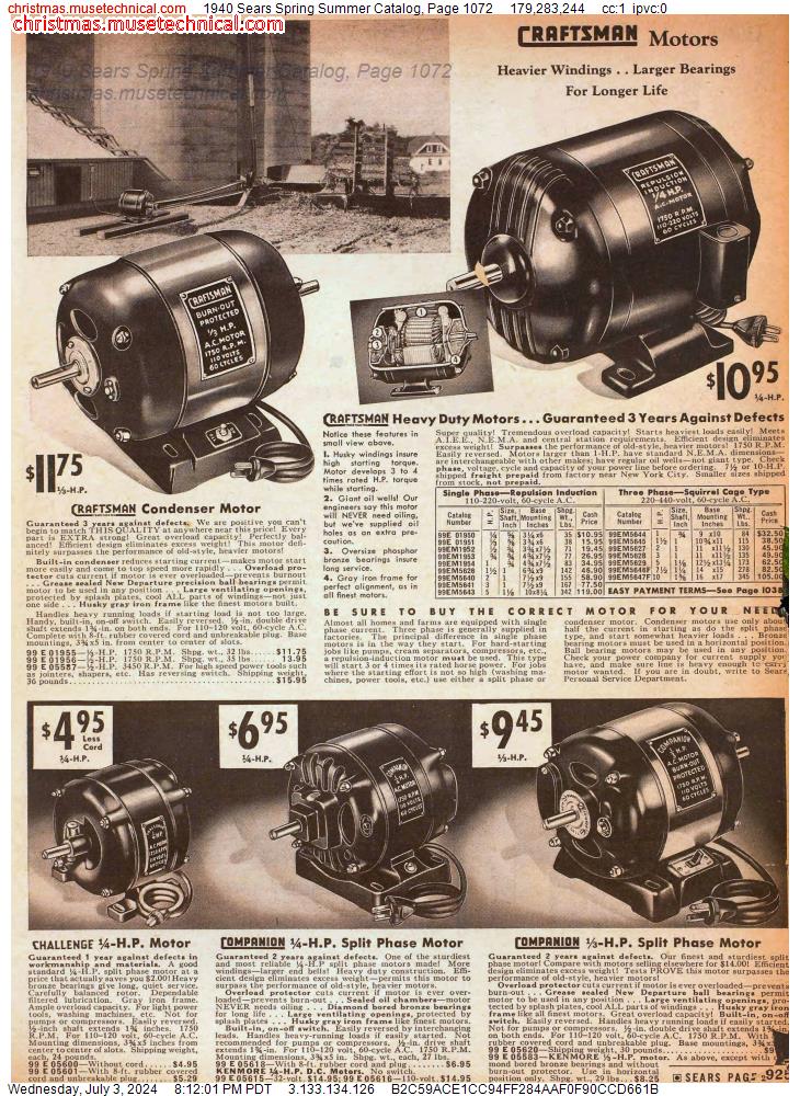 1940 Sears Spring Summer Catalog, Page 1072
