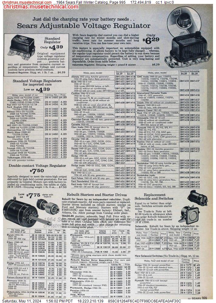 1964 Sears Fall Winter Catalog, Page 995