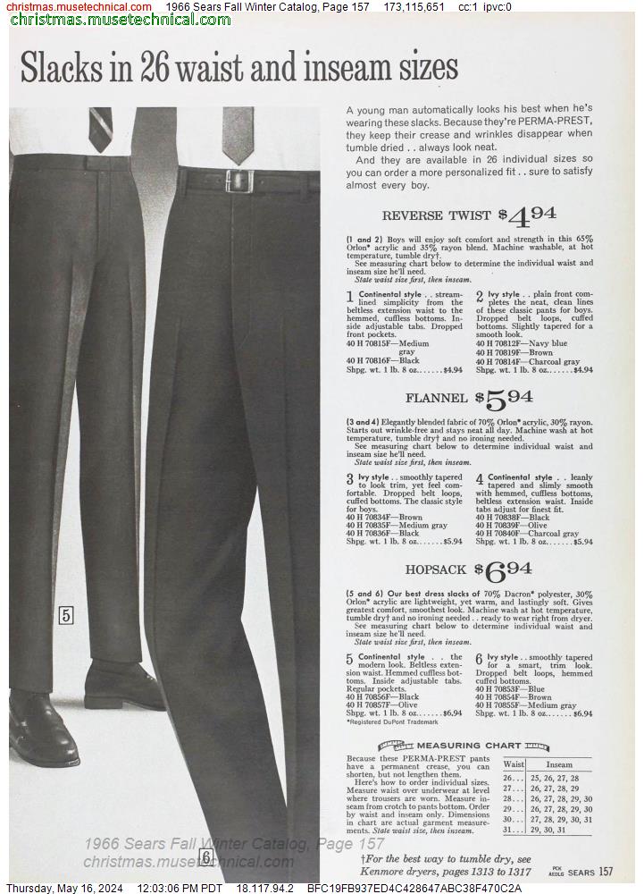 1966 Sears Fall Winter Catalog, Page 157