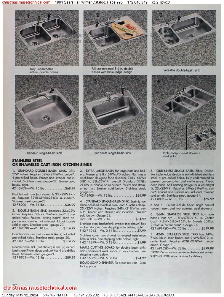1991 Sears Fall Winter Catalog, Page 995