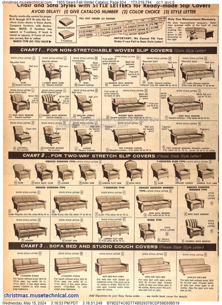 1955 Sears Fall Winter Catalog, Page 824