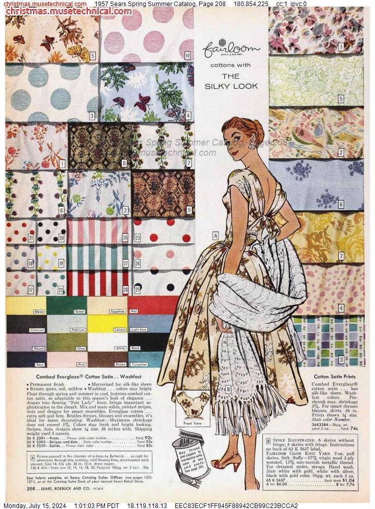 1957 Sears Spring Summer Catalog, Page 208