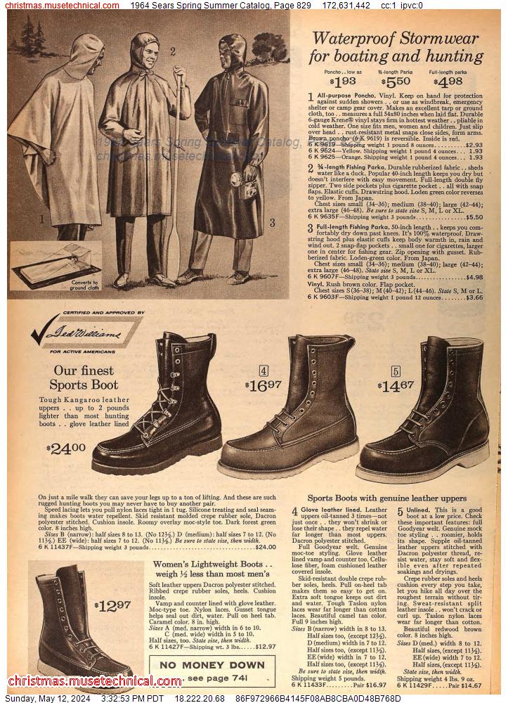 1964 Sears Spring Summer Catalog, Page 829
