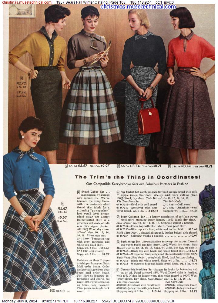 1957 Sears Fall Winter Catalog, Page 108