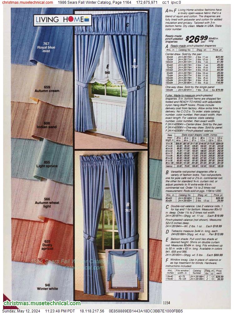 1986 Sears Fall Winter Catalog, Page 1164