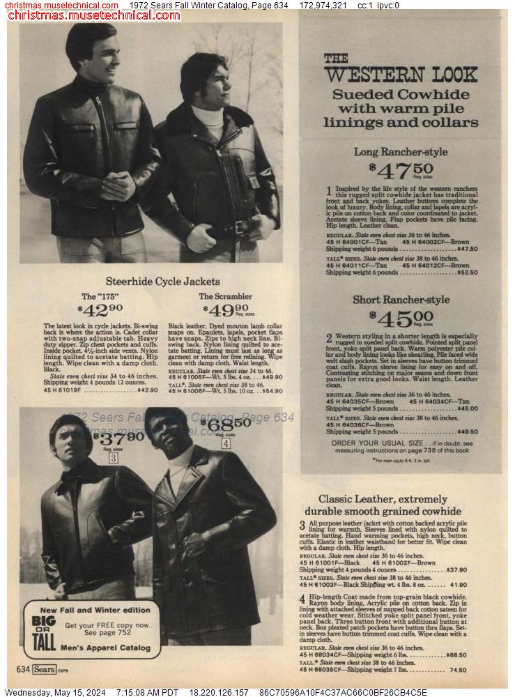 1972 Sears Fall Winter Catalog, Page 634