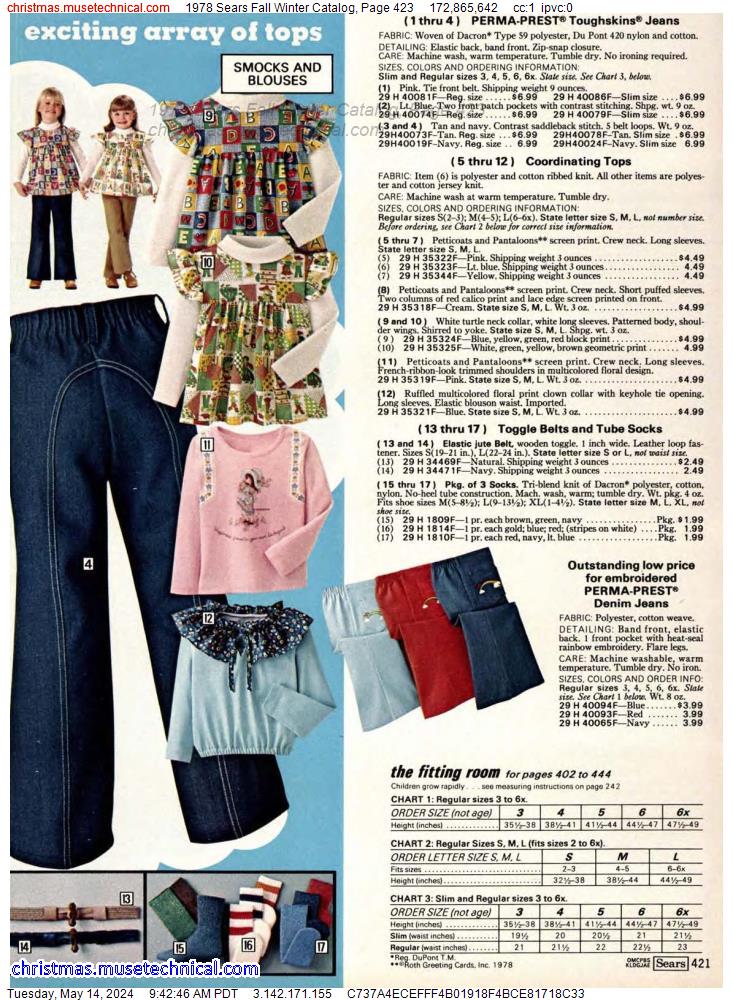 1978 Sears Fall Winter Catalog, Page 423