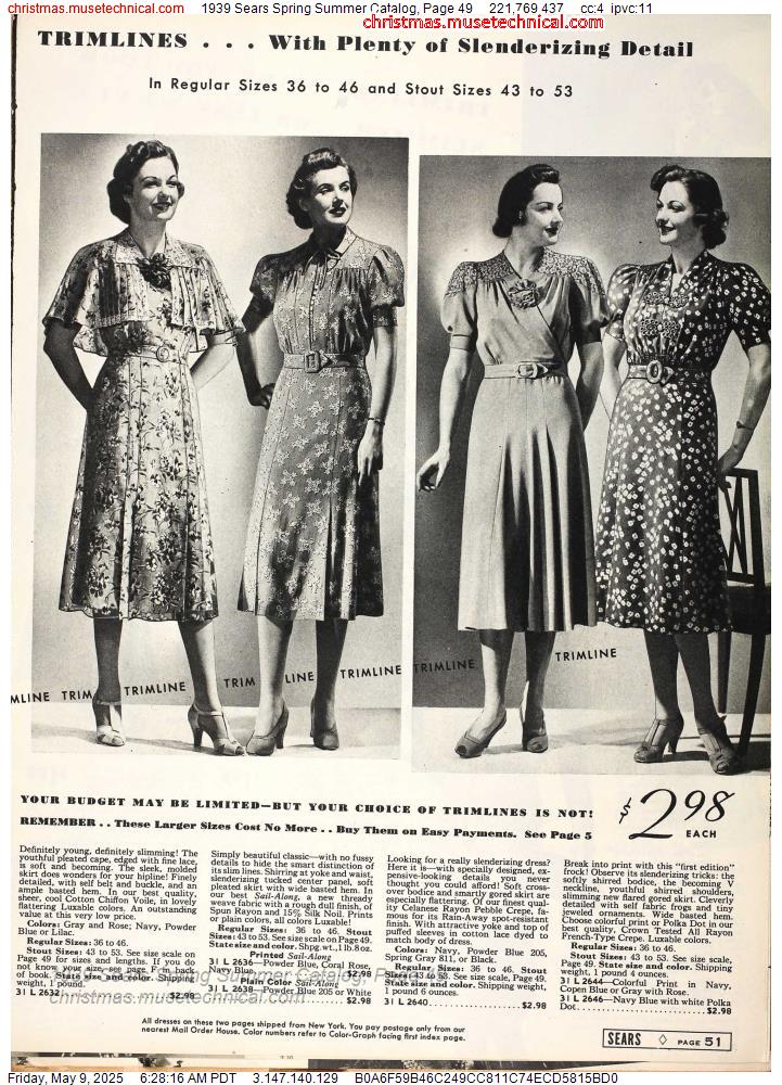 1939 Sears Spring Summer Catalog, Page 49