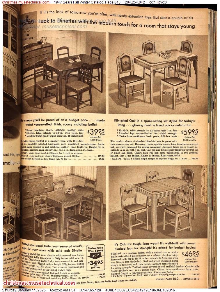 1947 Sears Fall Winter Catalog, Page 845