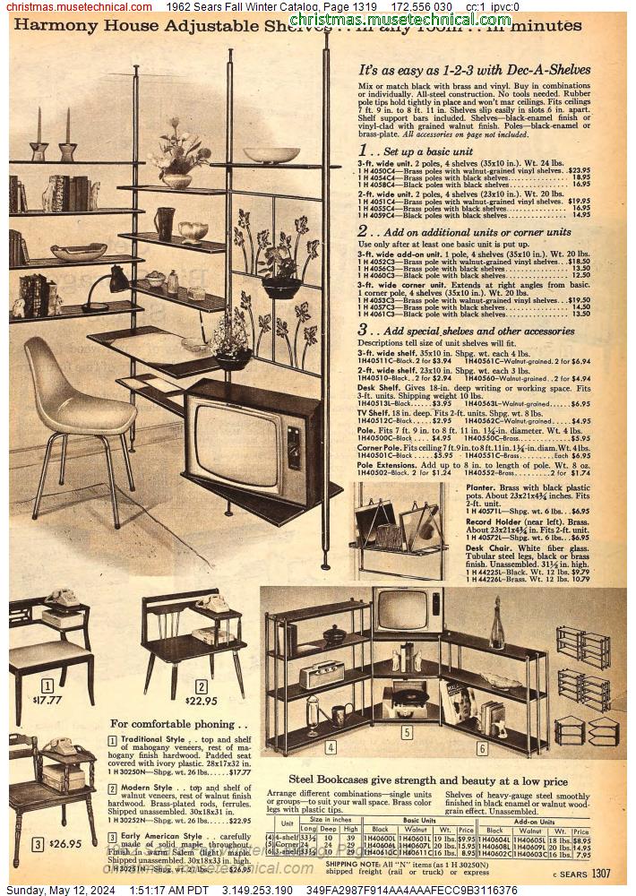 1962 Sears Fall Winter Catalog, Page 1319