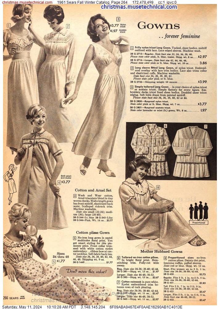 1961 Sears Fall Winter Catalog, Page 264