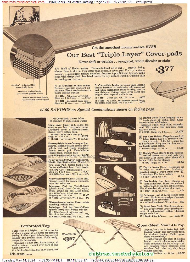1960 Sears Fall Winter Catalog, Page 1210