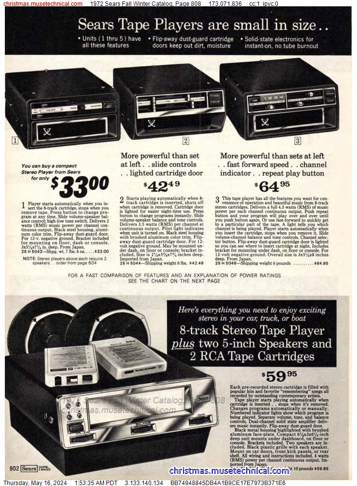 1972 Sears Fall Winter Catalog, Page 808