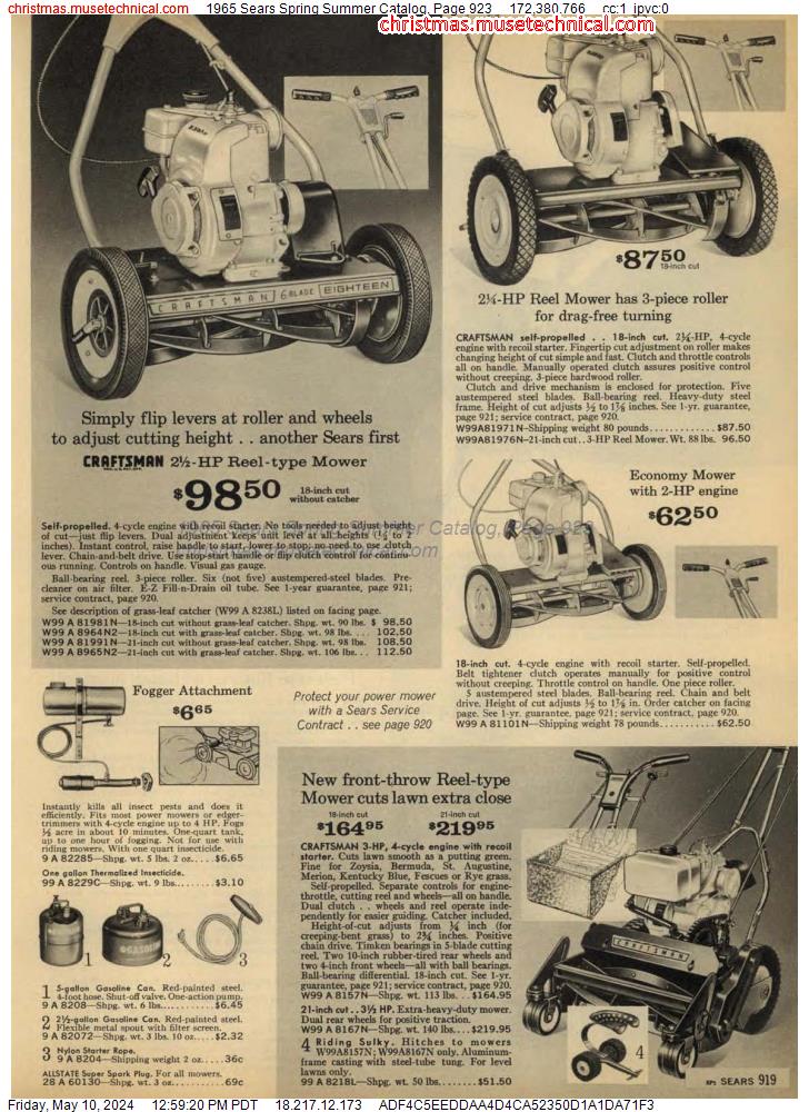 1965 Sears Spring Summer Catalog, Page 923