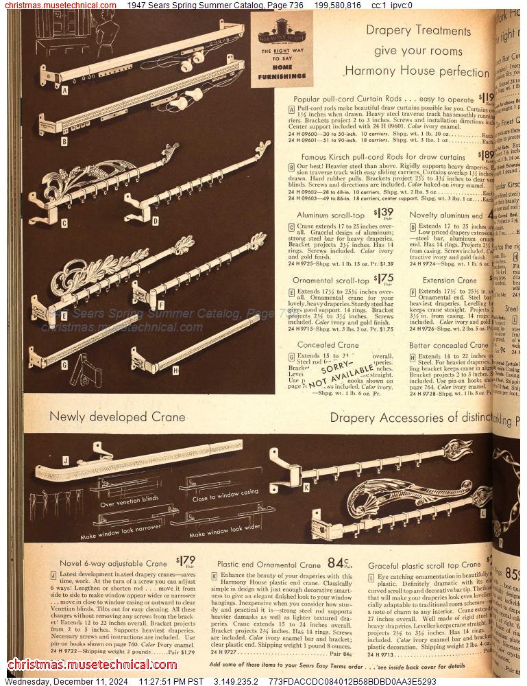 1947 Sears Spring Summer Catalog, Page 736