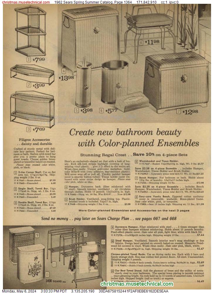 1962 Sears Spring Summer Catalog, Page 1364