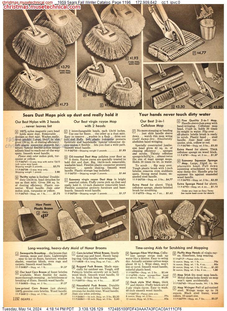 1959 Sears Fall Winter Catalog, Page 1196