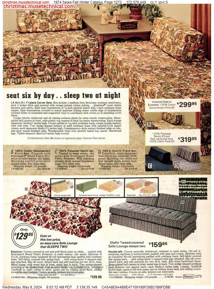 1974 Sears Fall Winter Catalog, Page 1273