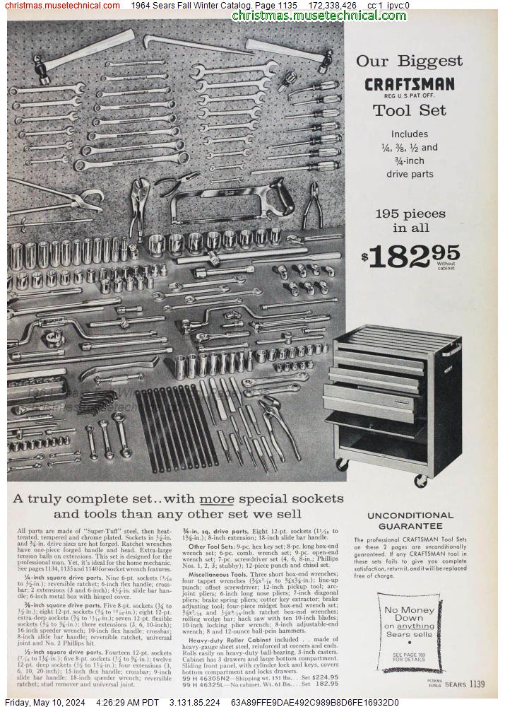 1964 Sears Fall Winter Catalog, Page 1135