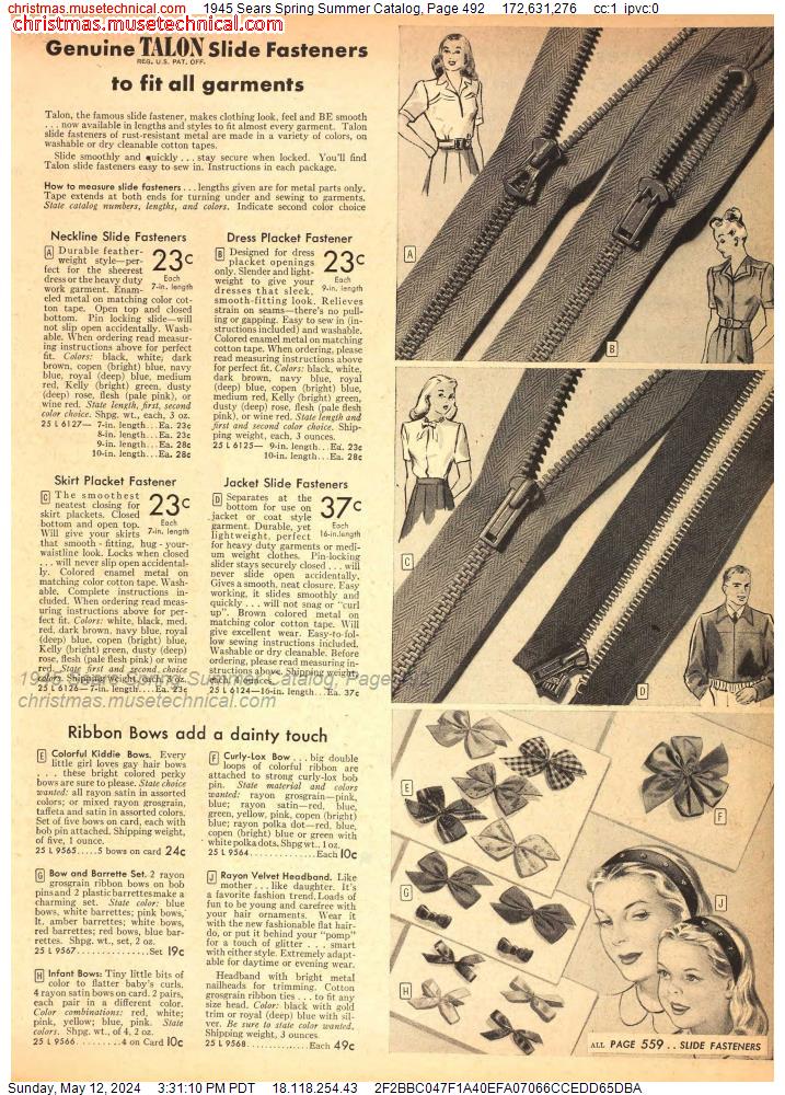 1945 Sears Spring Summer Catalog, Page 492