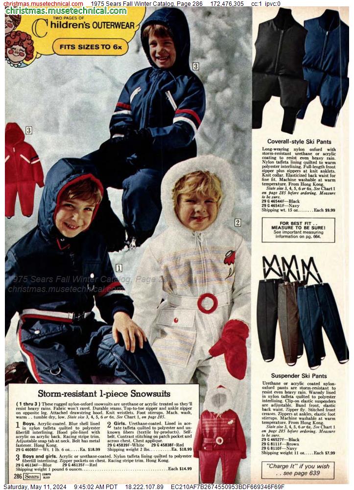 1975 Sears Fall Winter Catalog, Page 286