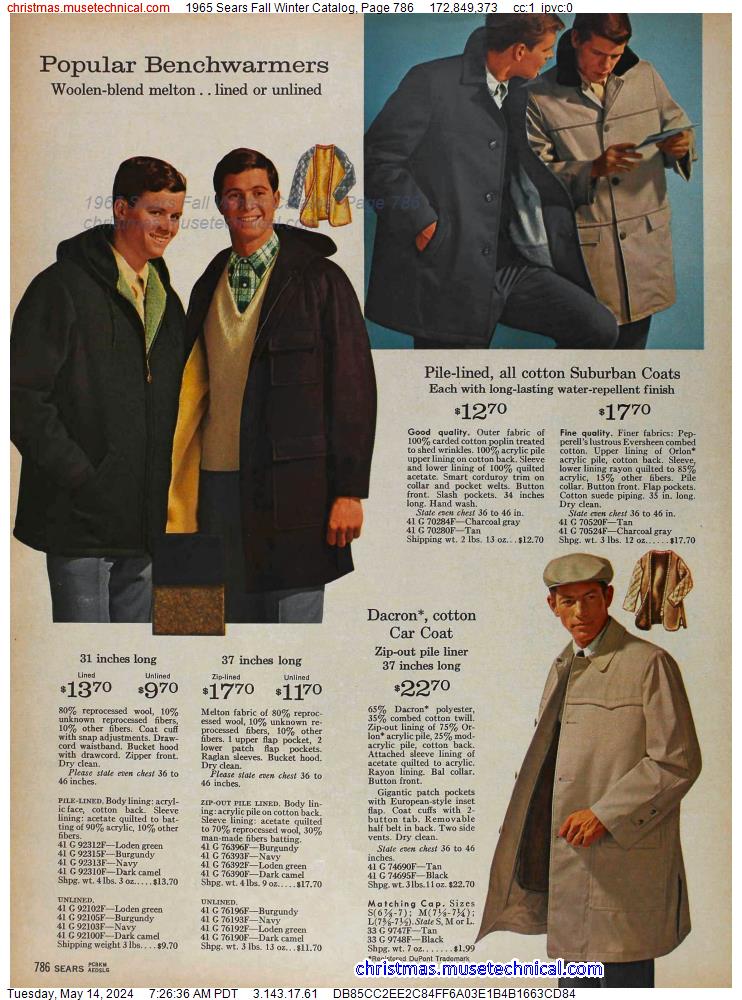 1965 Sears Fall Winter Catalog, Page 786