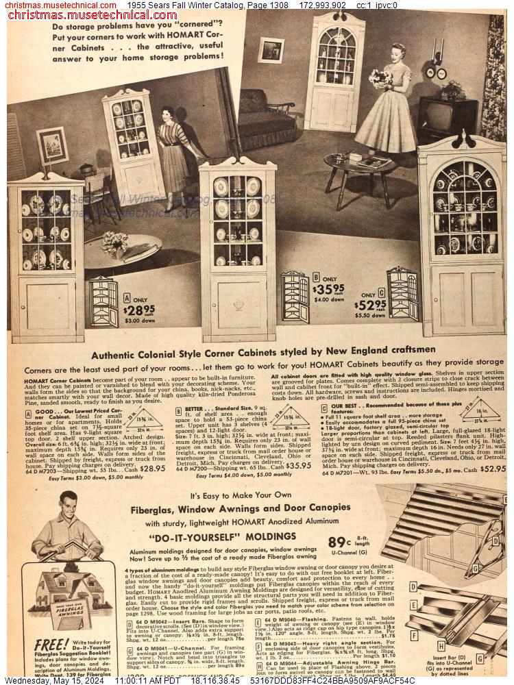 1955 Sears Fall Winter Catalog, Page 1308