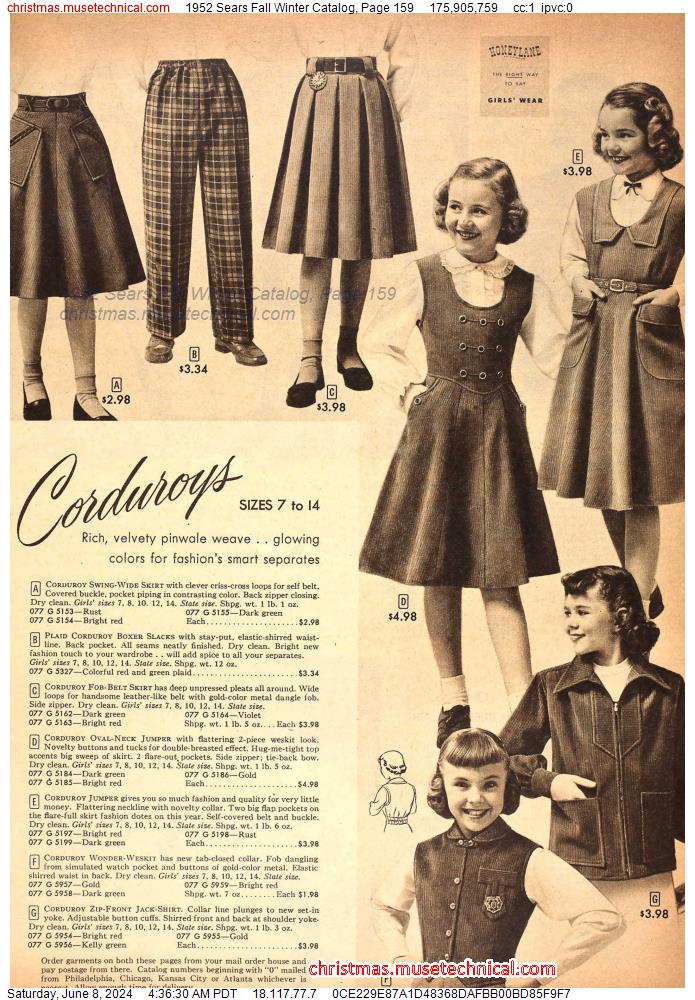 1952 Sears Fall Winter Catalog, Page 159