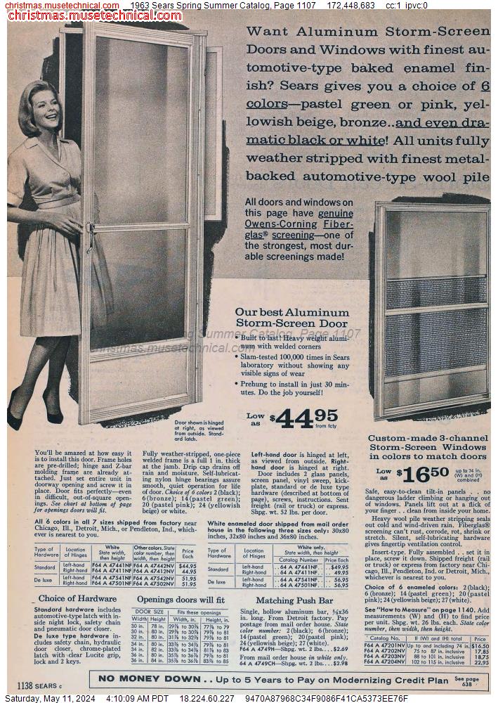 1963 Sears Spring Summer Catalog, Page 1107