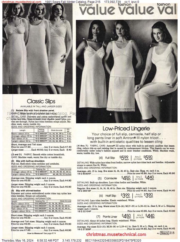 1981 Sears Fall Winter Catalog, Page 215