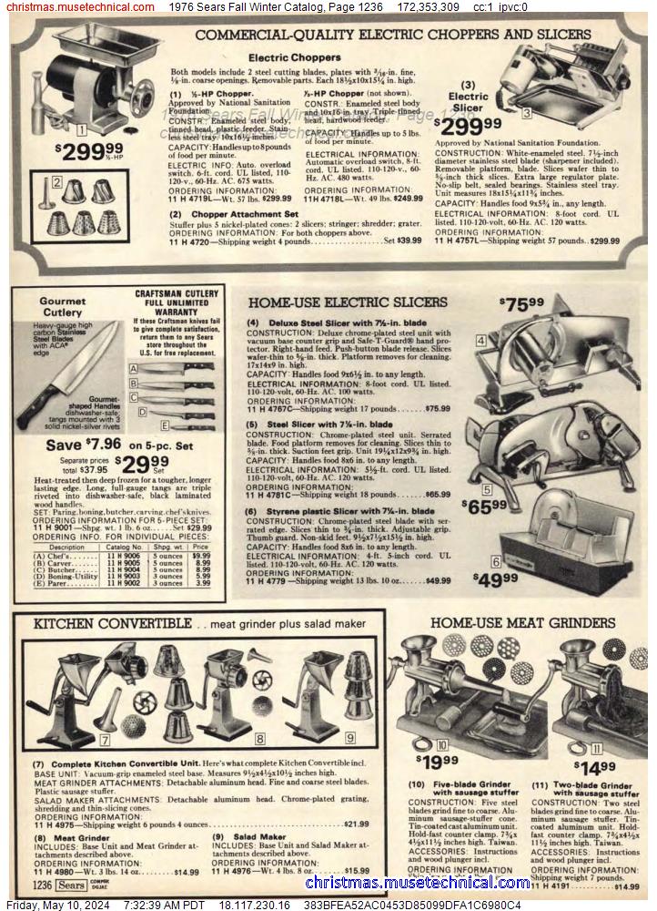 1976 Sears Fall Winter Catalog, Page 1236