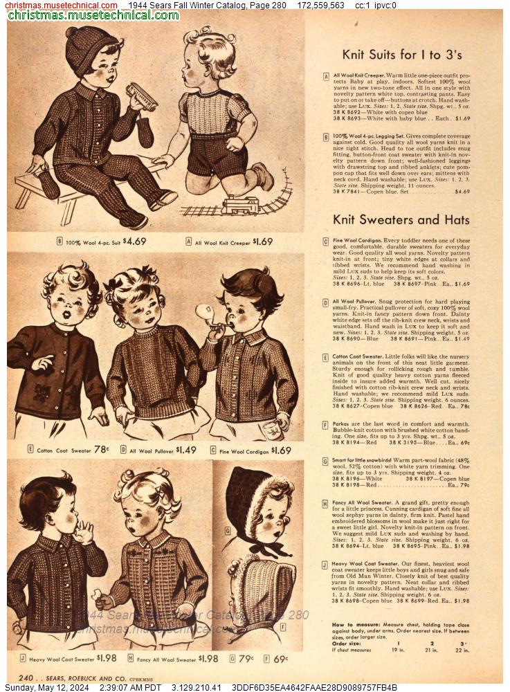 1944 Sears Fall Winter Catalog, Page 280