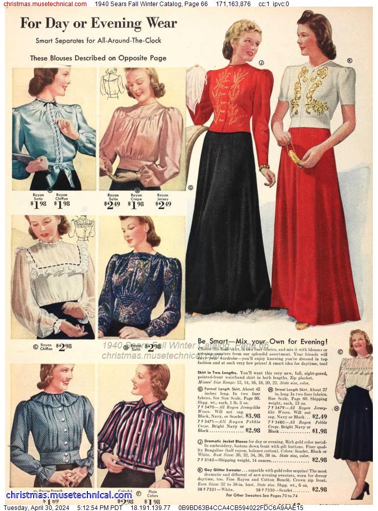 1940 Sears Fall Winter Catalog, Page 66