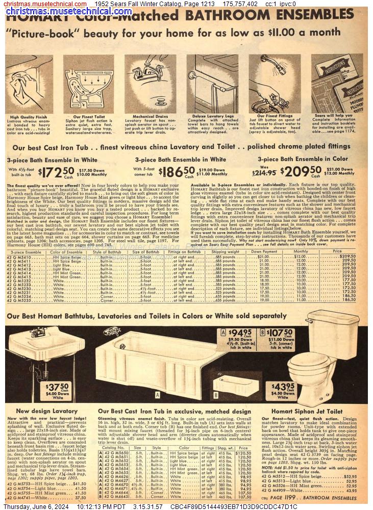 1952 Sears Fall Winter Catalog, Page 1213