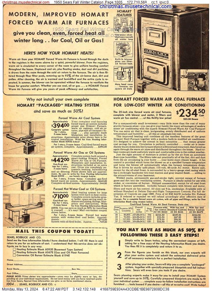 1950 Sears Fall Winter Catalog, Page 1005