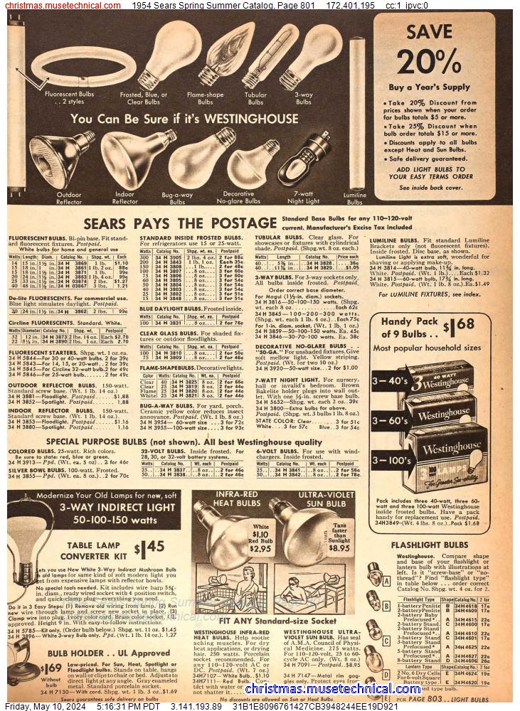 1954 Sears Spring Summer Catalog, Page 801