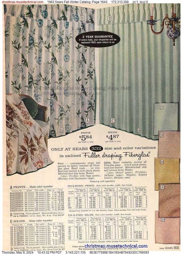 1963 Sears Fall Winter Catalog, Page 1640