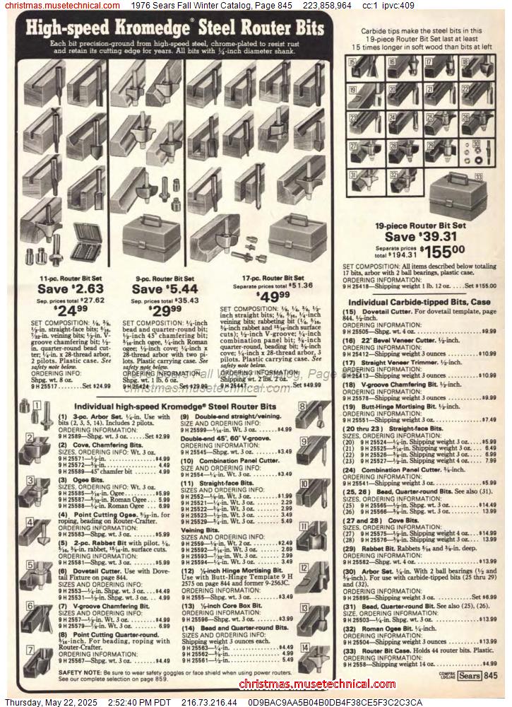 1976 Sears Fall Winter Catalog, Page 845