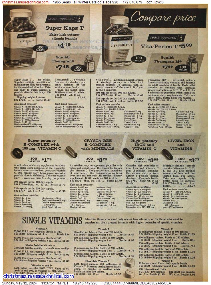 1965 Sears Fall Winter Catalog, Page 930