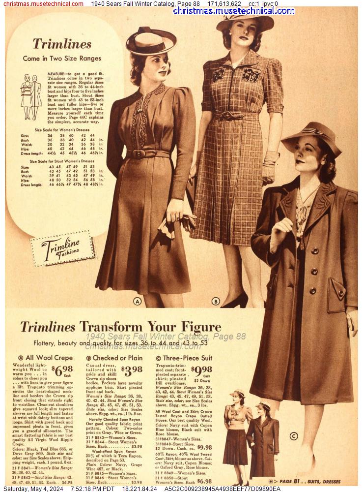 1940 Sears Fall Winter Catalog, Page 88