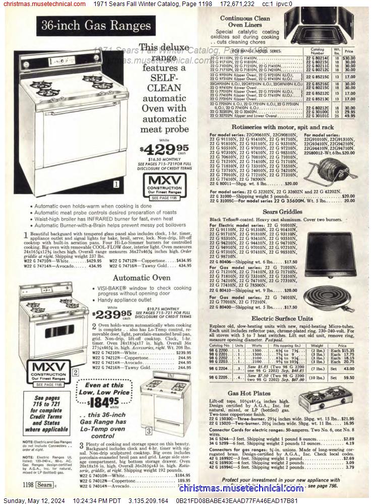 1971 Sears Fall Winter Catalog, Page 1198