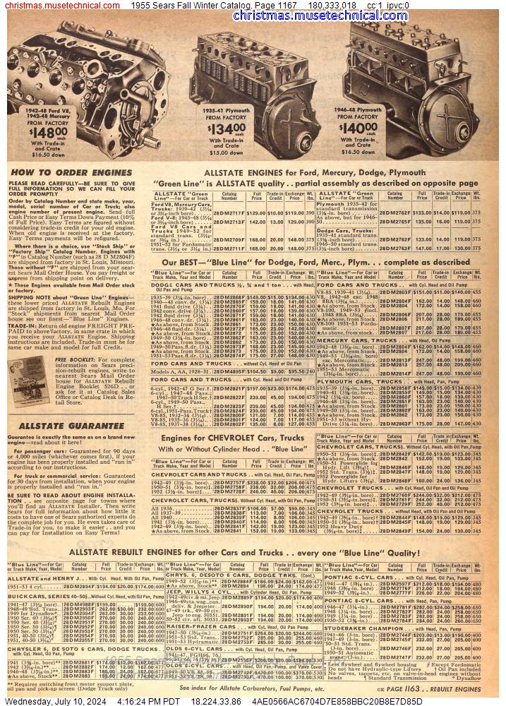 1955 Sears Fall Winter Catalog, Page 1167